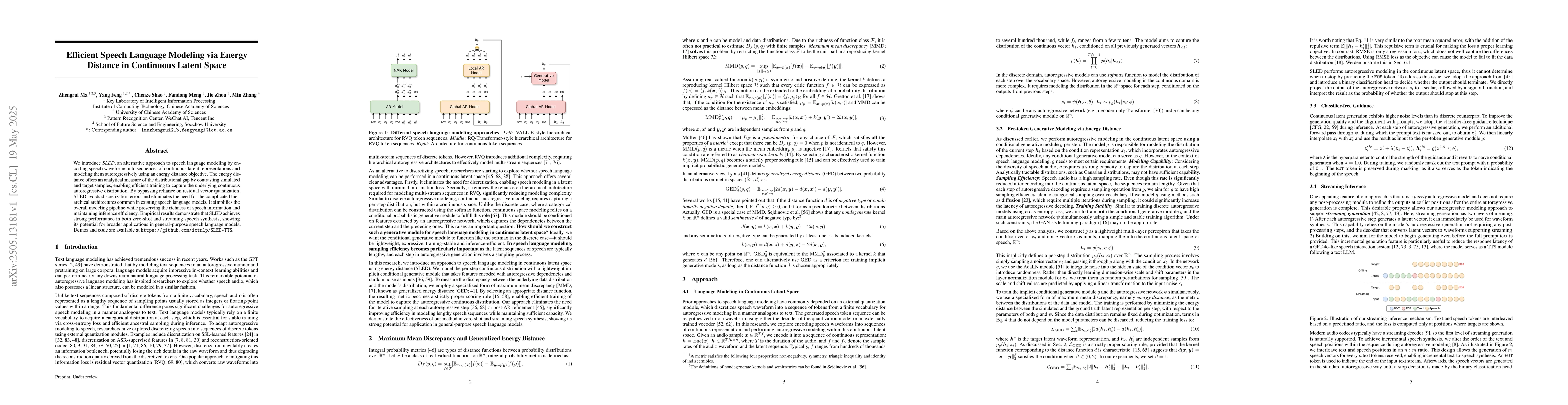 Thumbnail for Efficient Speech Language Modeling via Energy Distance in Continuous
  Latent Space