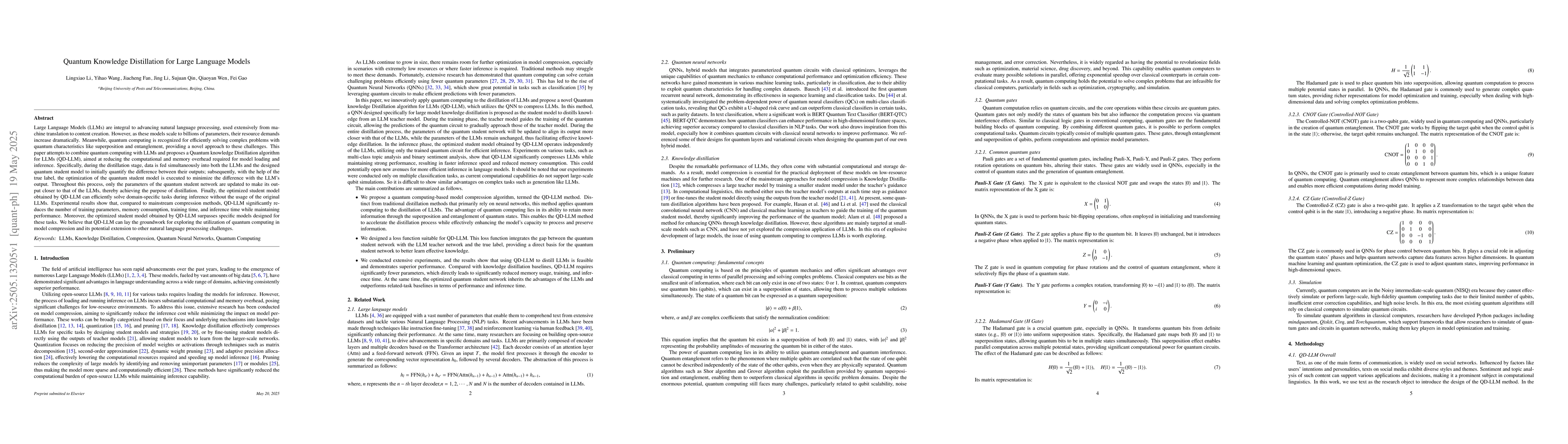 Thumbnail for Quantum Knowledge Distillation for Large Language Models