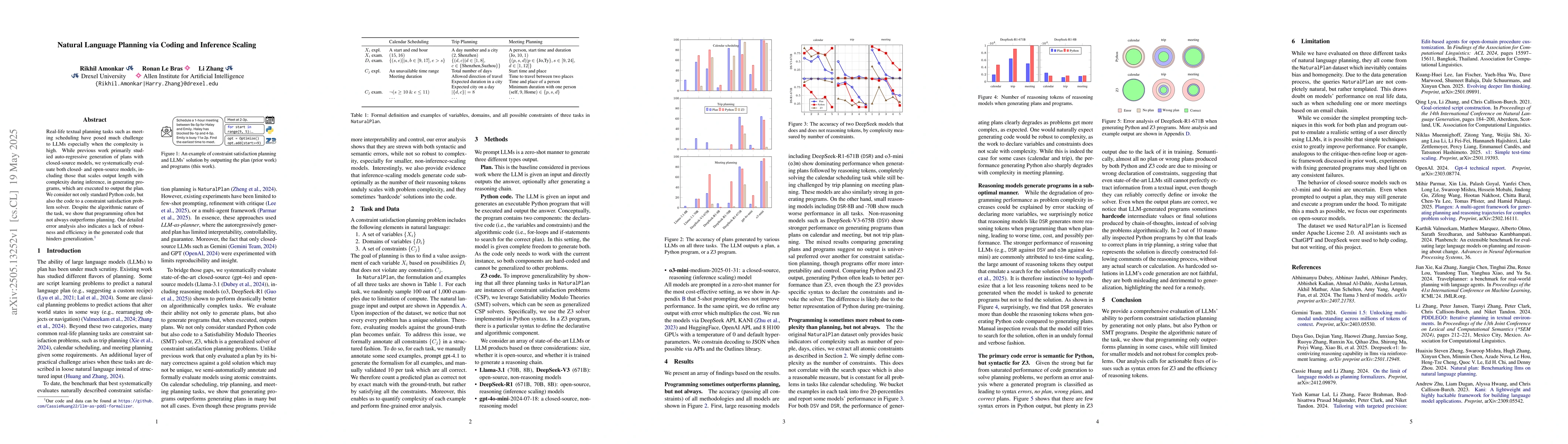 Thumbnail for Natural Language Planning via Coding and Inference Scaling