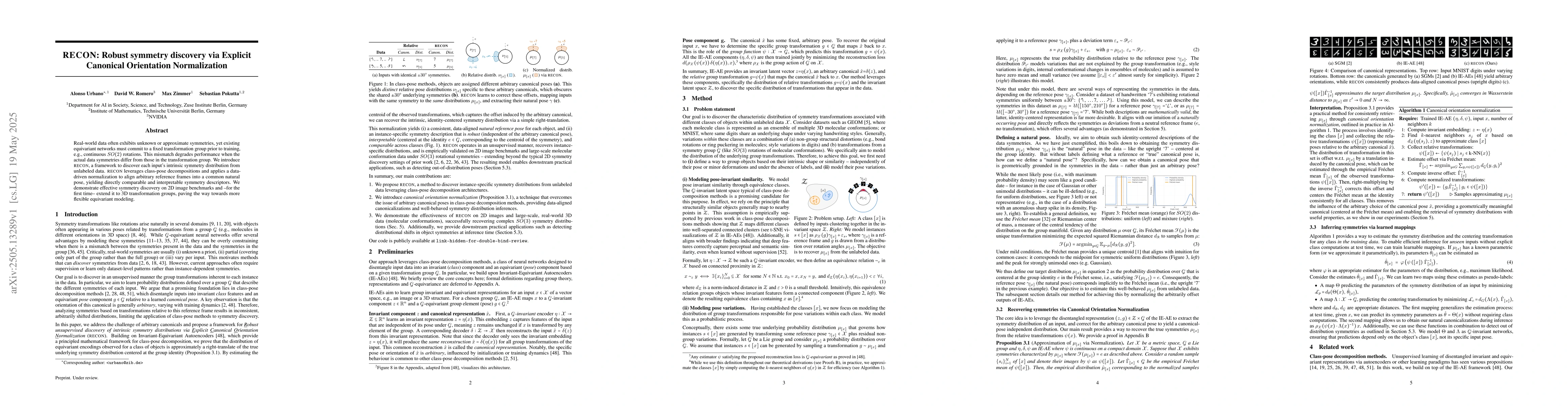 Thumbnail for RECON: Robust symmetry discovery via Explicit Canonical Orientation
  Normalization