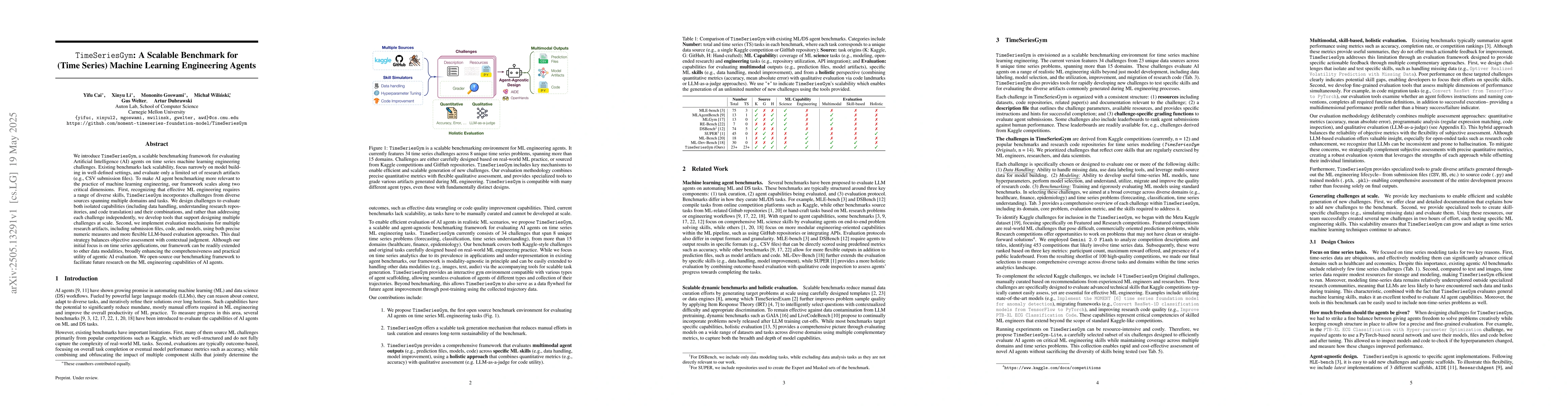 Thumbnail for TimeSeriesGym: A Scalable Benchmark for (Time Series) Machine Learning
  Engineering Agents