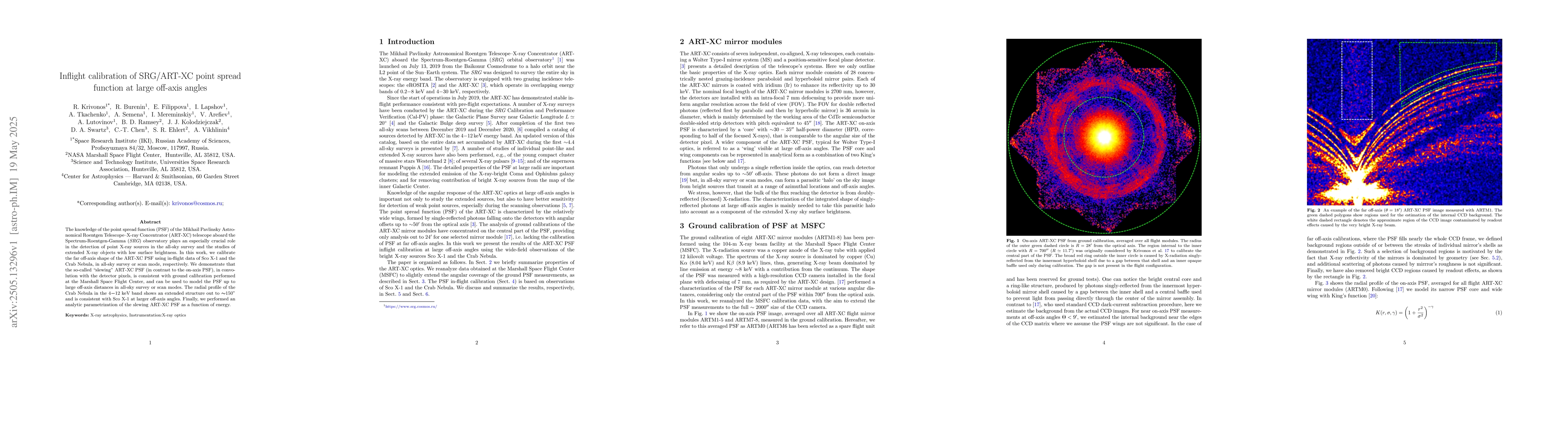 Thumbnail for Inflight calibration of SRG/ART-XC point spread function at large
  off-axis angles