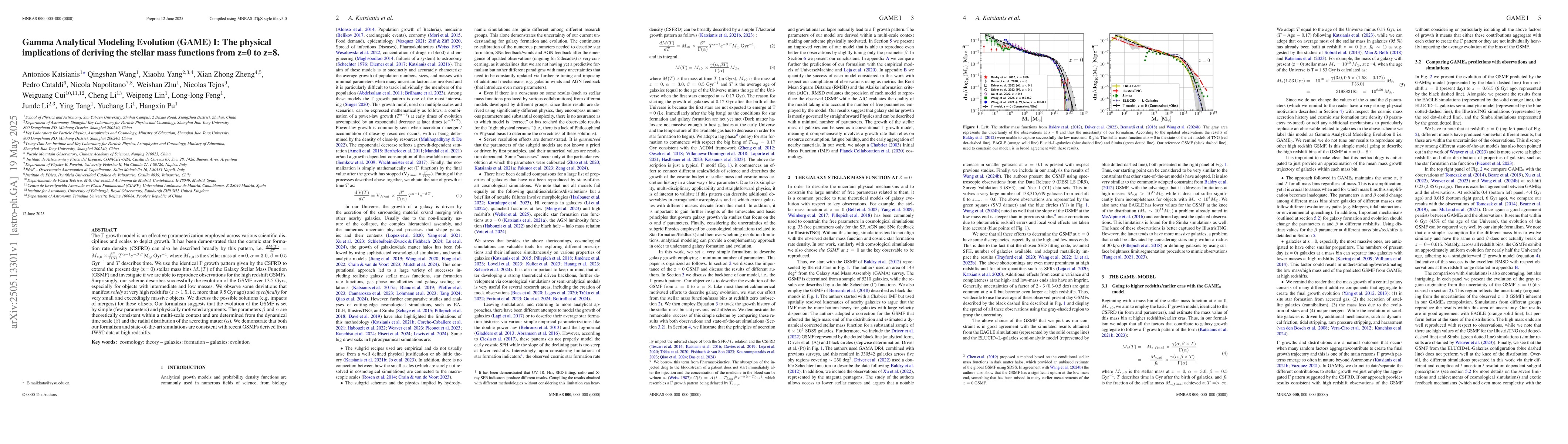 Thumbnail for Gamma Analytical Modeling Evolution (GAME) I: The physical implications
  of deriving the stellar mass functions from z=0 to z=8