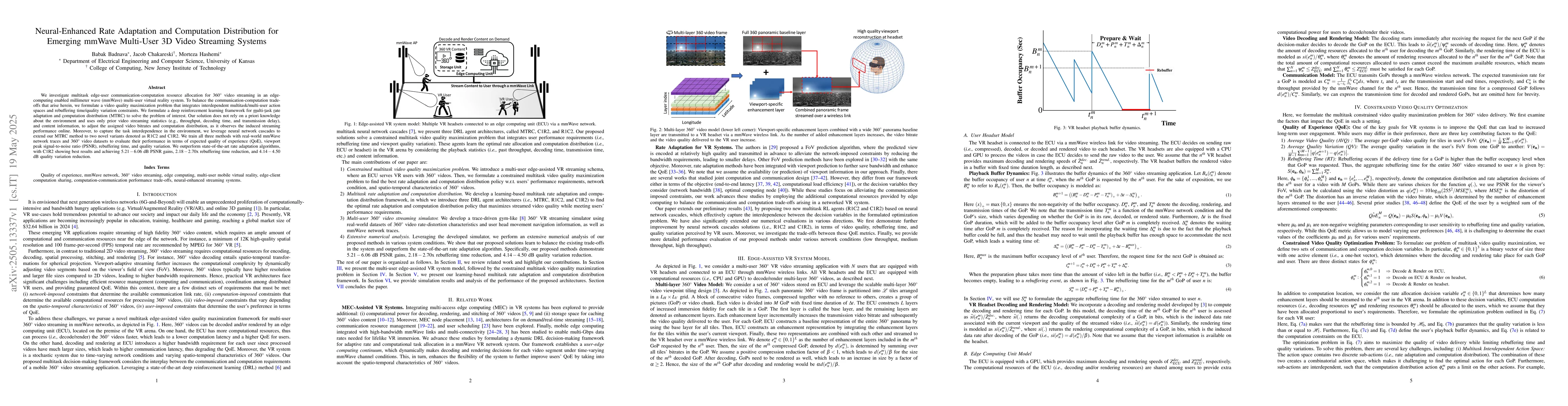 Thumbnail for Neural-Enhanced Rate Adaptation and Computation Distribution for
  Emerging mmWave Multi-User 3D Video Streaming Systems