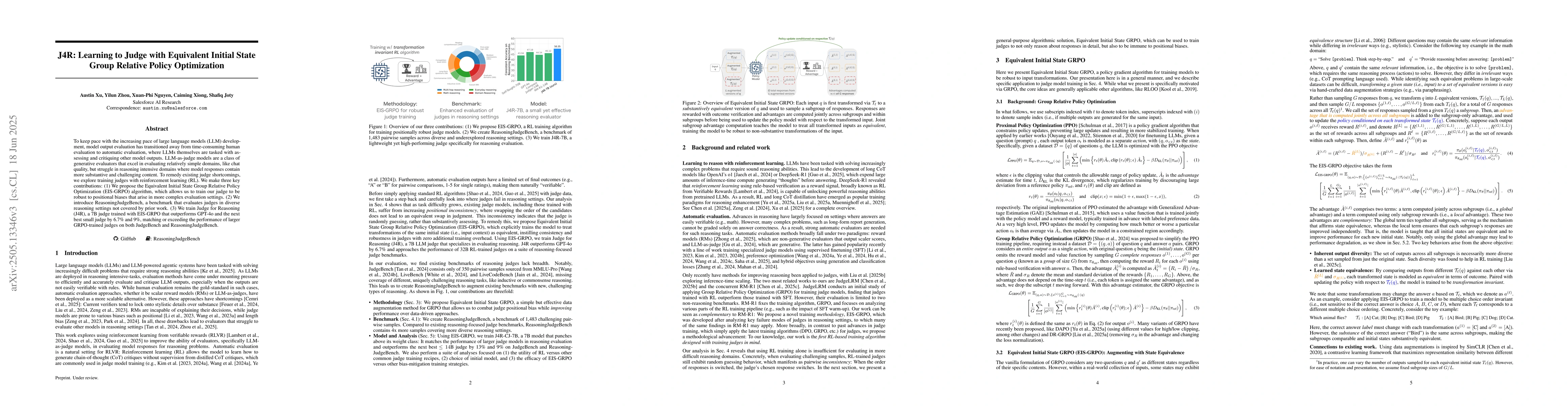 Thumbnail for J4R: Learning to Judge with Equivalent Initial State Group Relative
  Policy Optimization