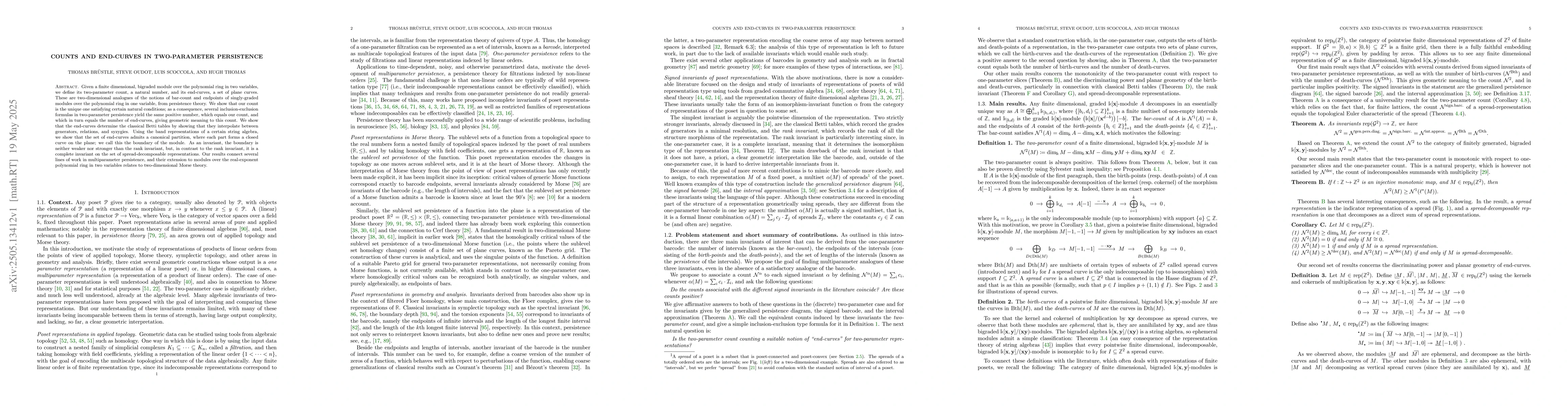 Thumbnail for Counts and end-curves in two-parameter persistence