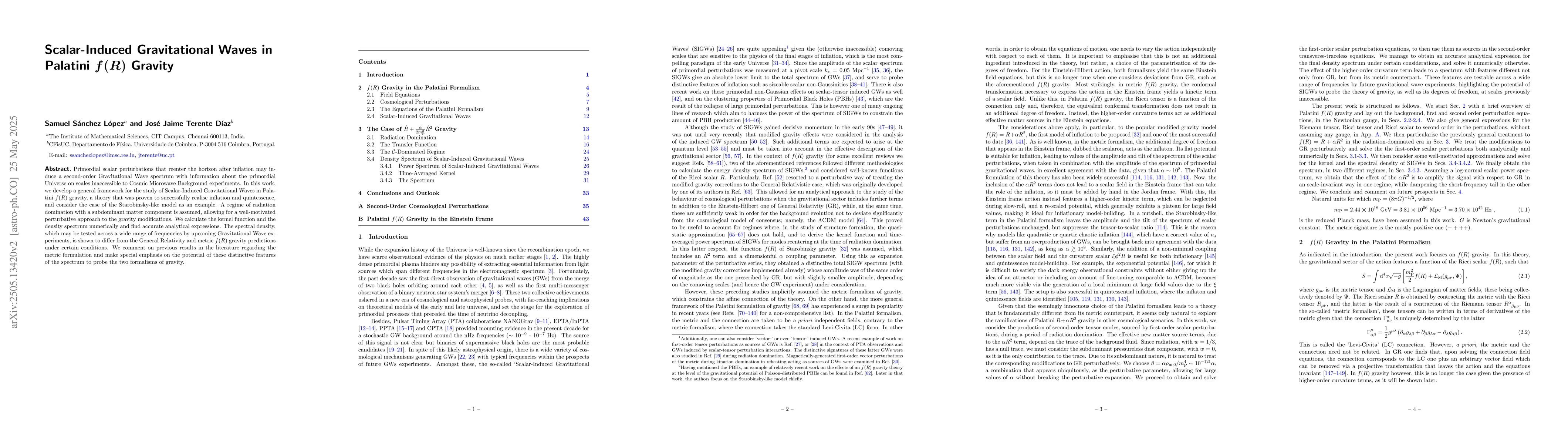 Thumbnail for Scalar-Induced Gravitational Waves in Palatini $f(R)$ Gravity