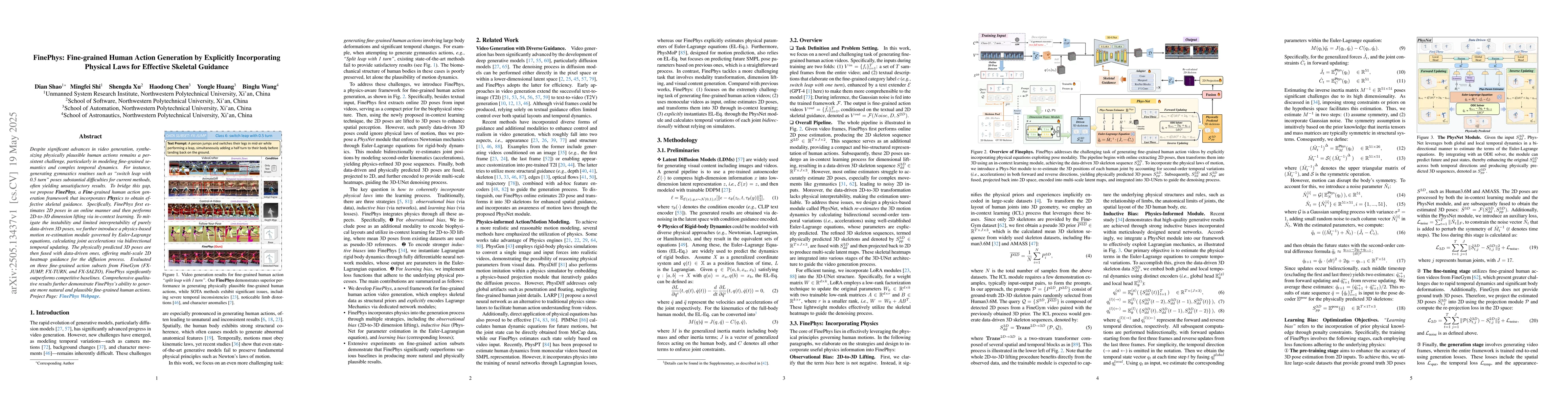 Thumbnail for FinePhys: Fine-grained Human Action Generation by Explicitly
  Incorporating Physical Laws for Effective Skeletal Guidance