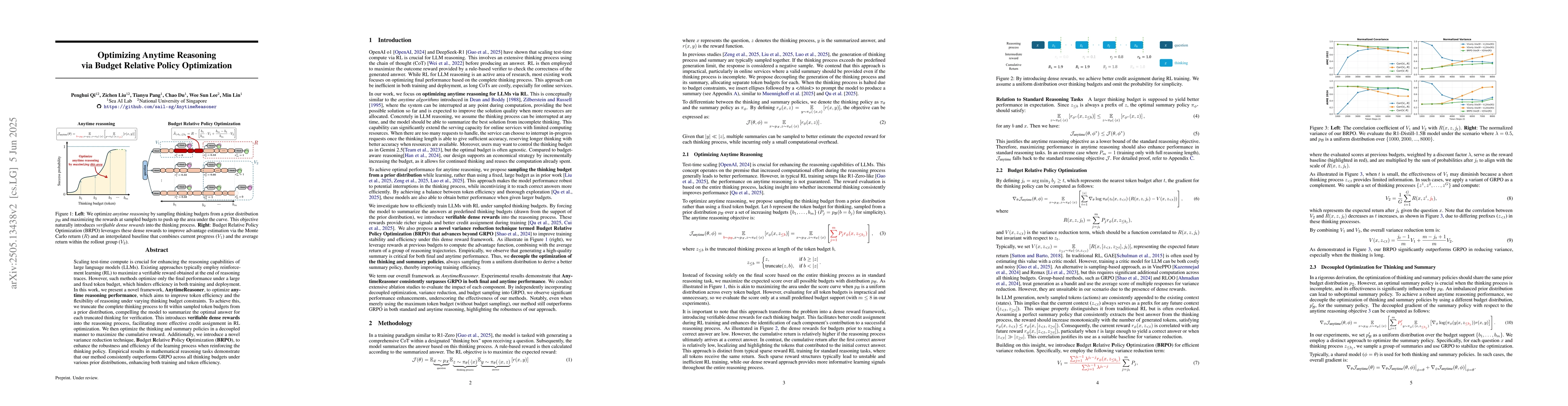 Thumbnail for Optimizing Anytime Reasoning via Budget Relative Policy Optimization