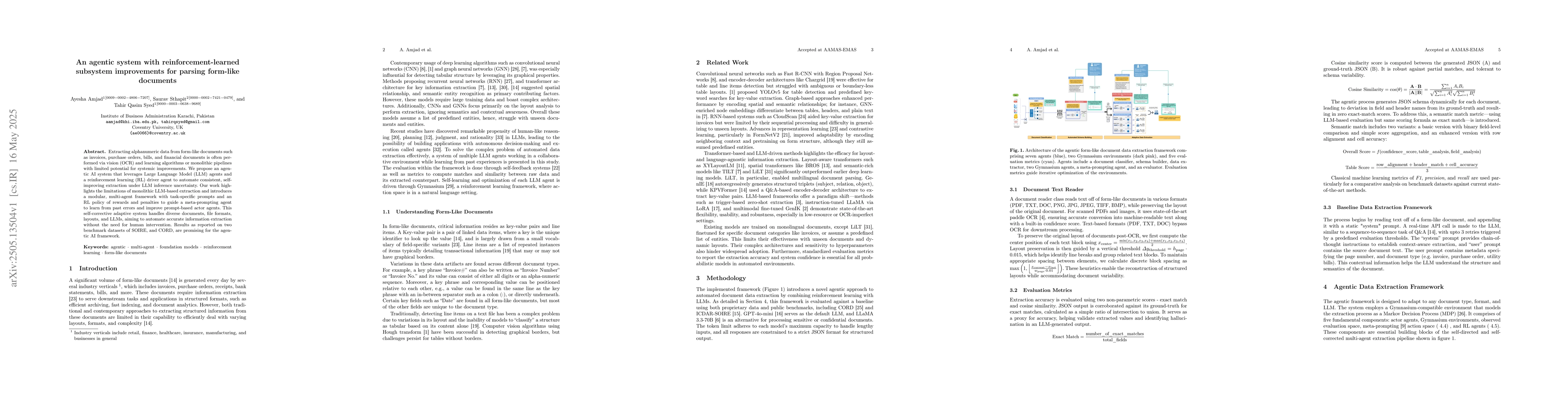 Thumbnail for An agentic system with reinforcement-learned subsystem improvements for
  parsing form-like documents