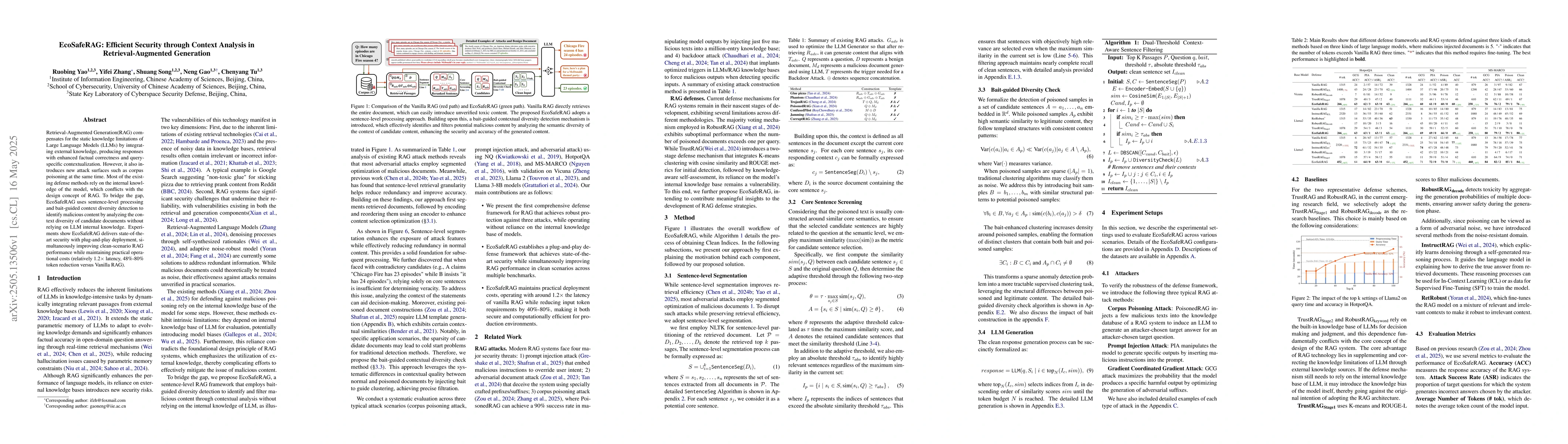 Thumbnail for EcoSafeRAG: Efficient Security through Context Analysis in
  Retrieval-Augmented Generation