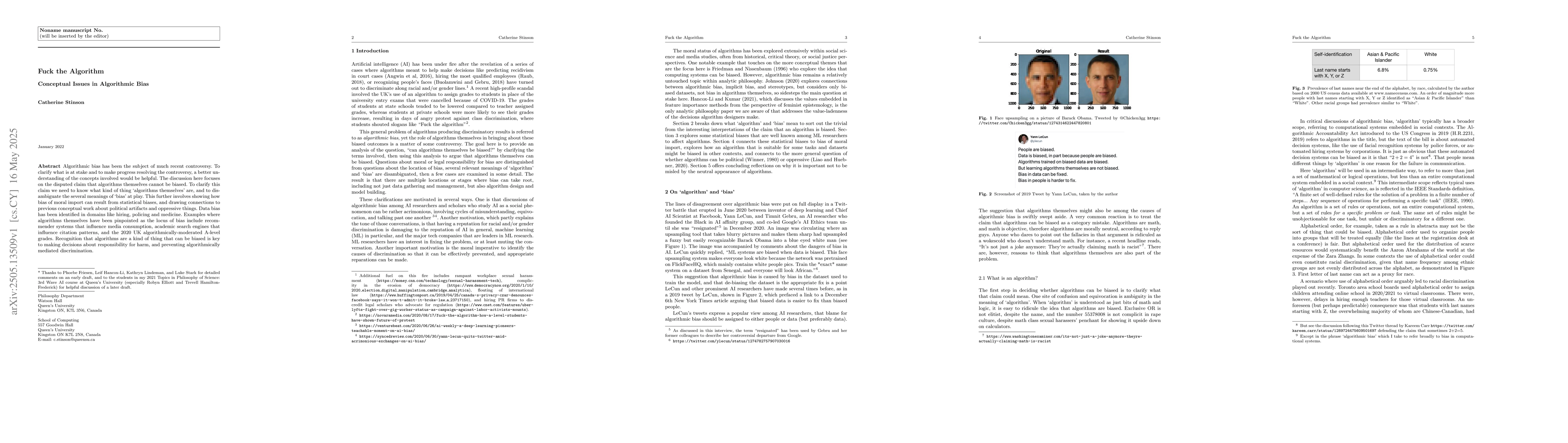 Thumbnail for Fuck the Algorithm: Conceptual Issues in Algorithmic Bias