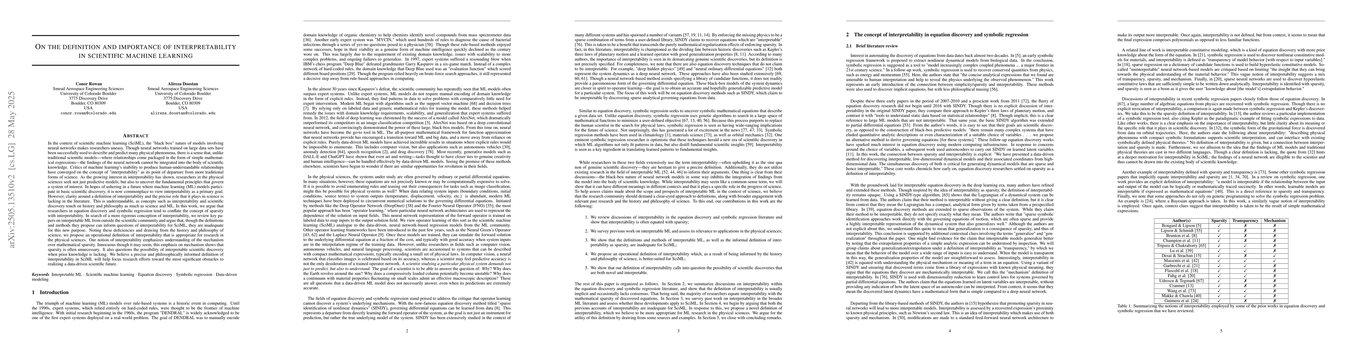 Thumbnail for On the definition and importance of interpretability in scientific
  machine learning