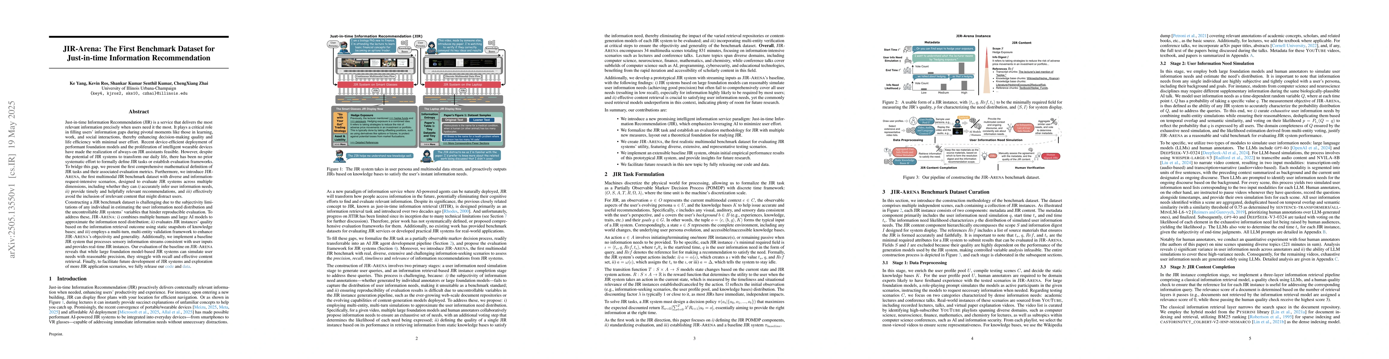 Thumbnail for JIR-Arena: The First Benchmark Dataset for Just-in-time Information
  Recommendation