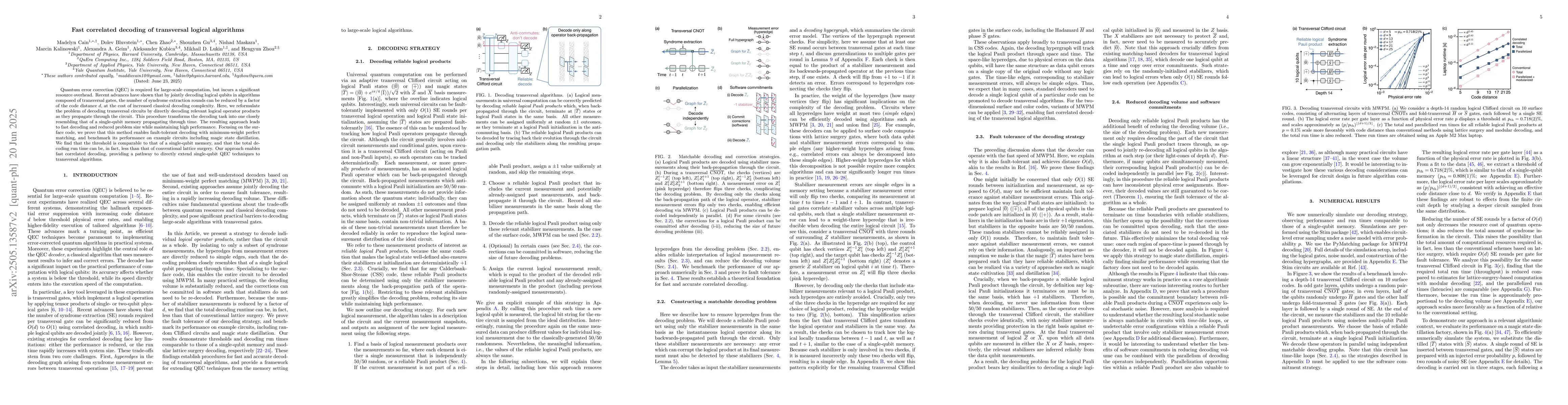 Thumbnail for Fast correlated decoding of transversal logical algorithms