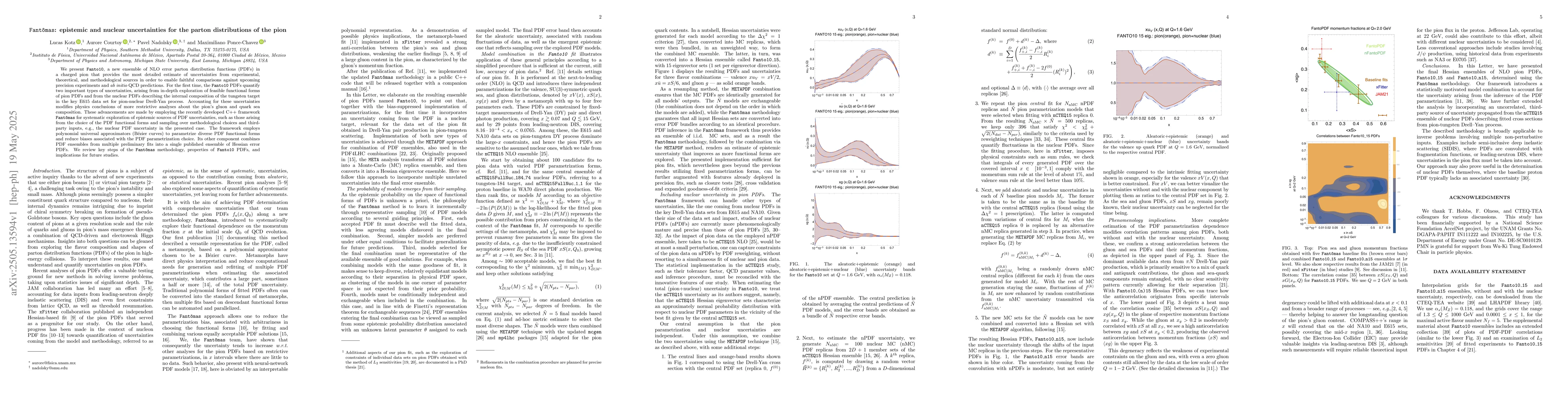Thumbnail for Fantômas: epistemic and nuclear uncertainties for the parton
  distributions of the pion