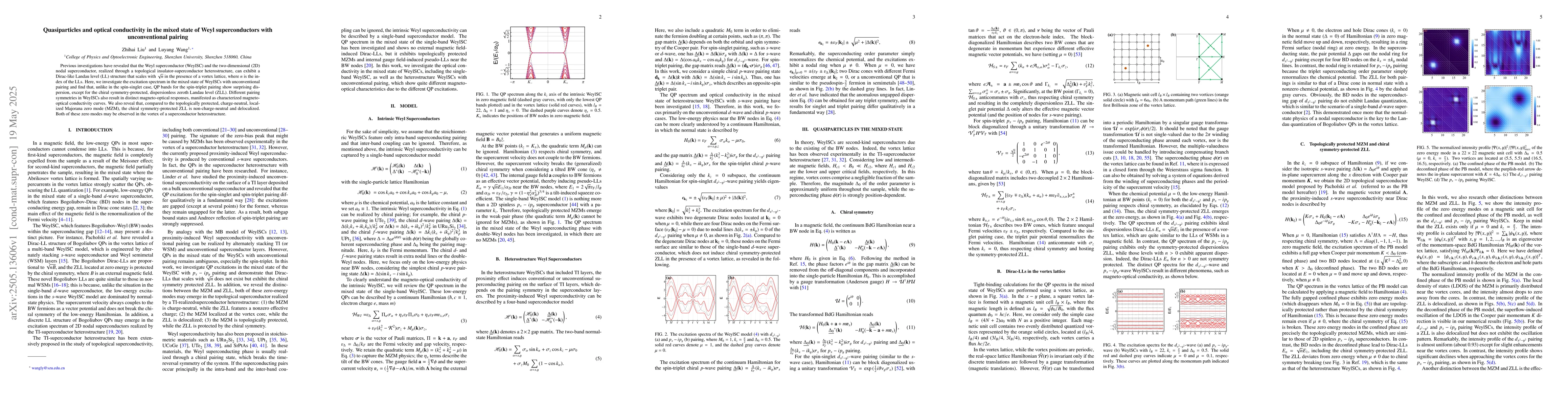 Thumbnail for Quasiparticles and optical conductivity in the mixed state of Weyl
  superconductors with unconventional pairing