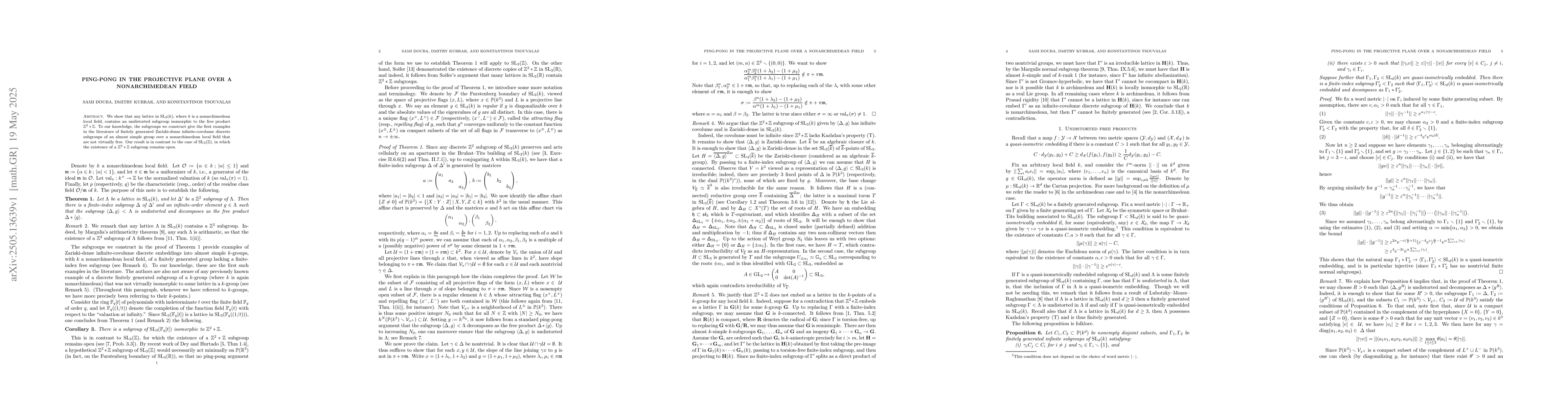 Thumbnail for Ping-pong in the projective plane over a nonarchimedean field