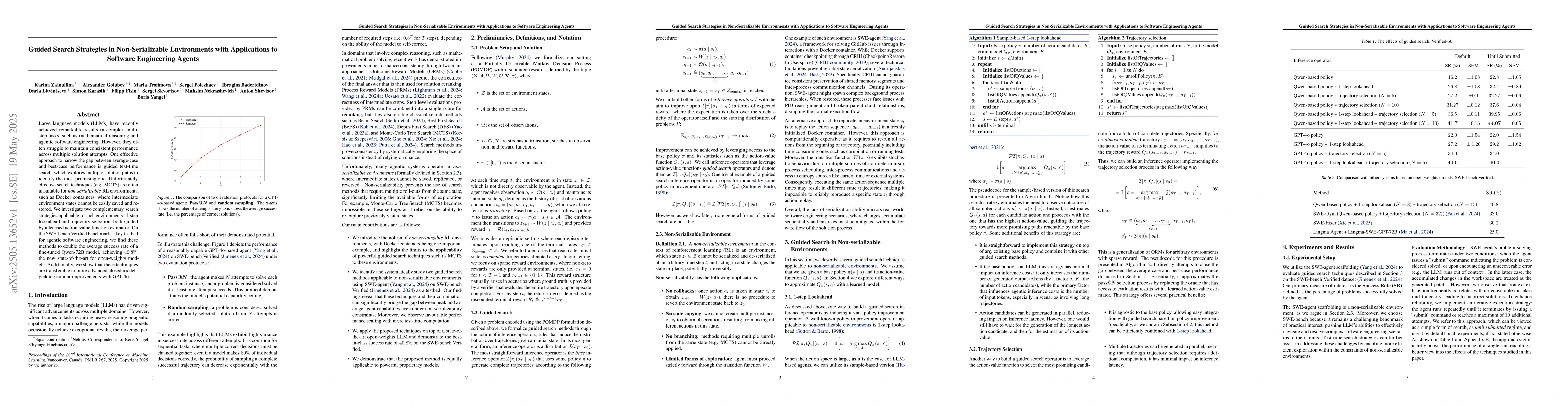 Thumbnail for Guided Search Strategies in Non-Serializable Environments with
  Applications to Software Engineering Agents