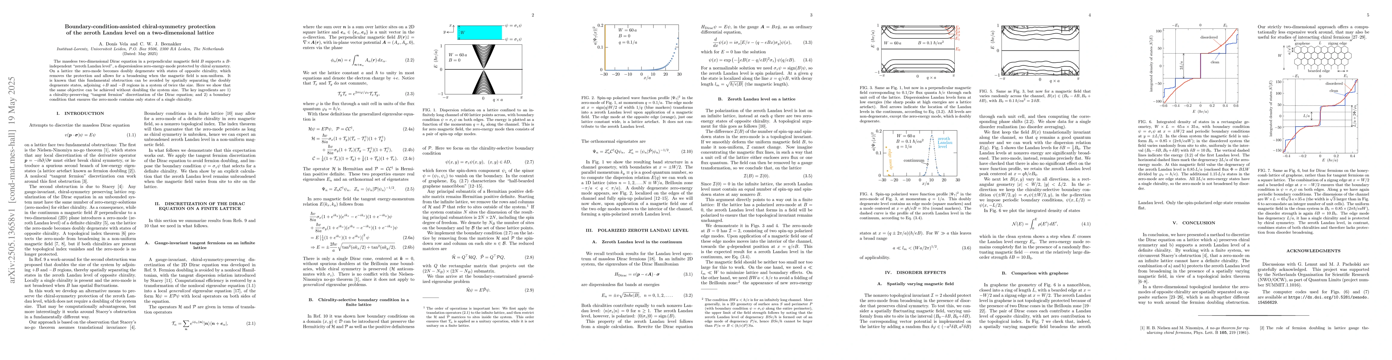Thumbnail for Boundary-condition-assisted chiral-symmetry protection of the zeroth
  Landau level on a two-dimensional lattice