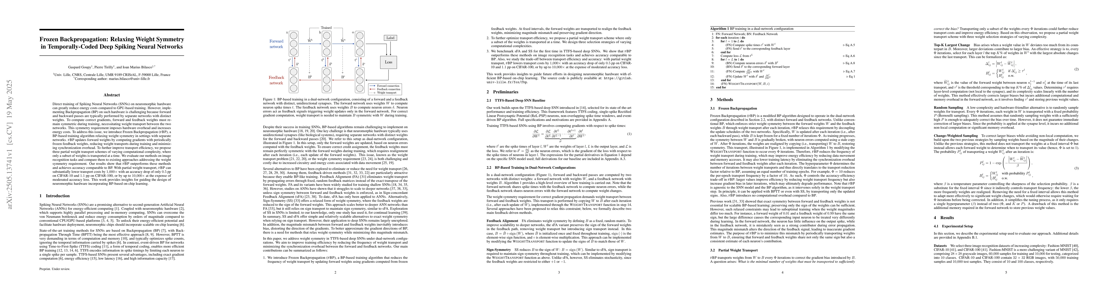 Thumbnail for Frozen Backpropagation: Relaxing Weight Symmetry in Temporally-Coded
  Deep Spiking Neural Networks