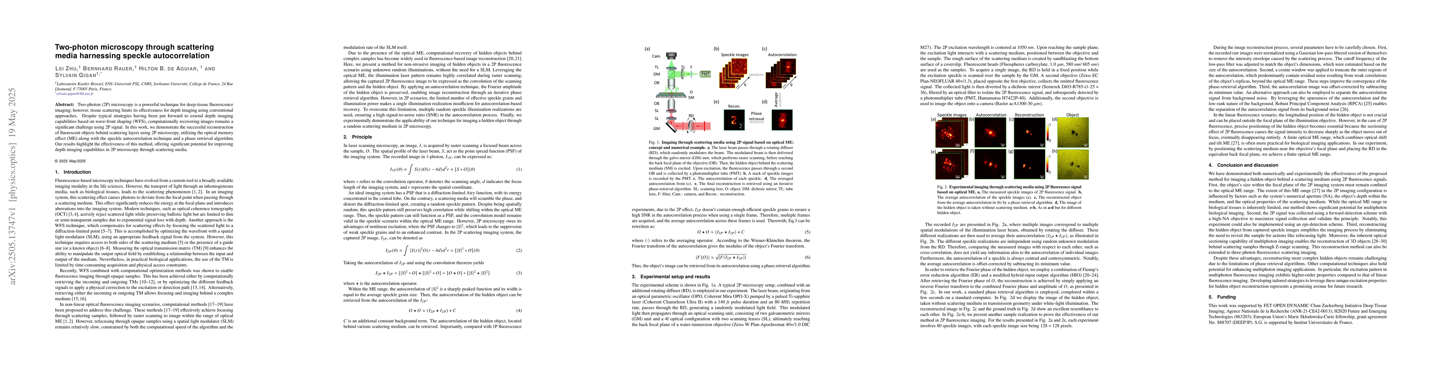 Thumbnail for Two-photon microscopy through scattering media harnessing speckle
  autocorrelation