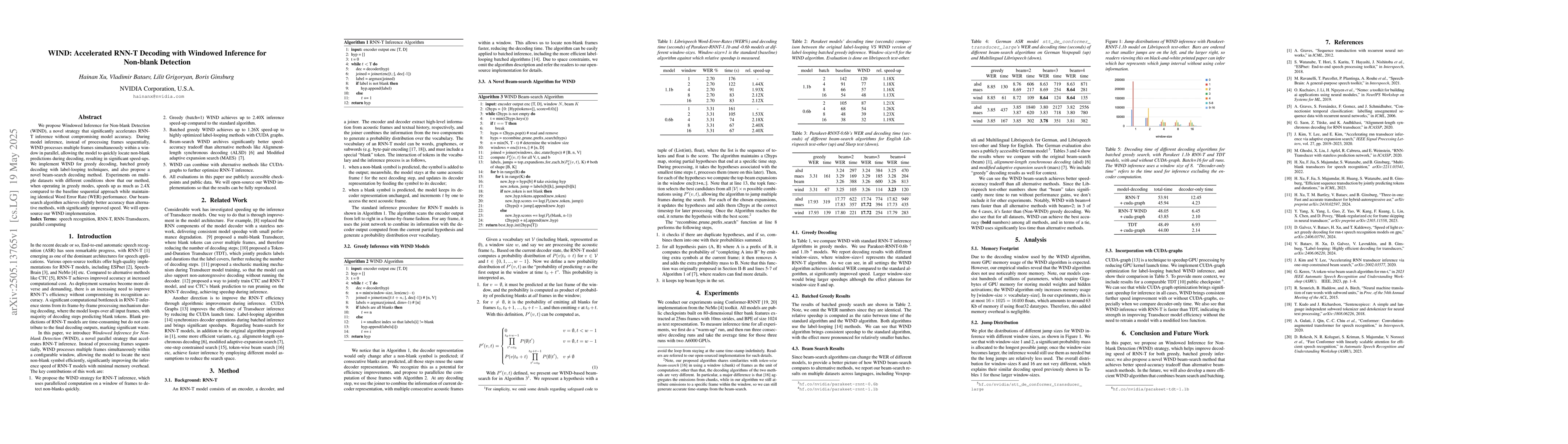 Thumbnail for WIND: Accelerated RNN-T Decoding with Windowed Inference for Non-blank
  Detection