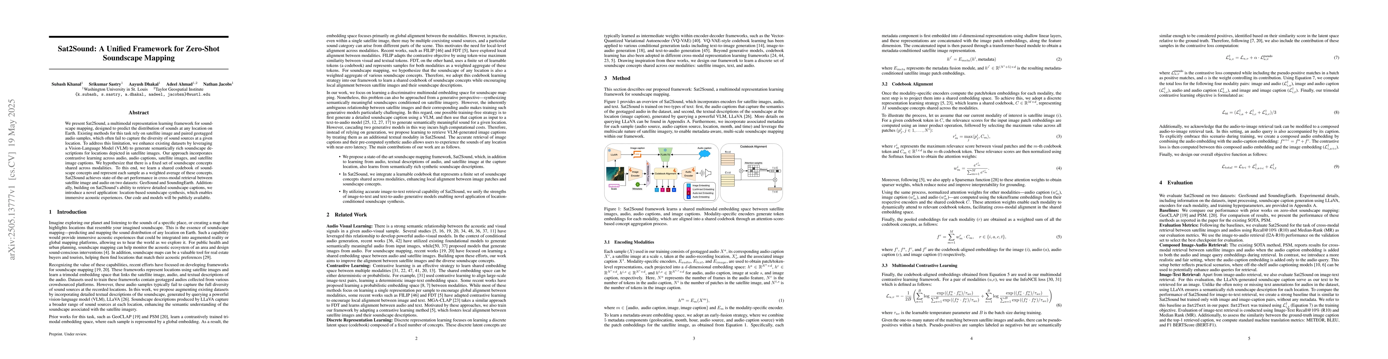Thumbnail for Sat2Sound: A Unified Framework for Zero-Shot Soundscape Mapping