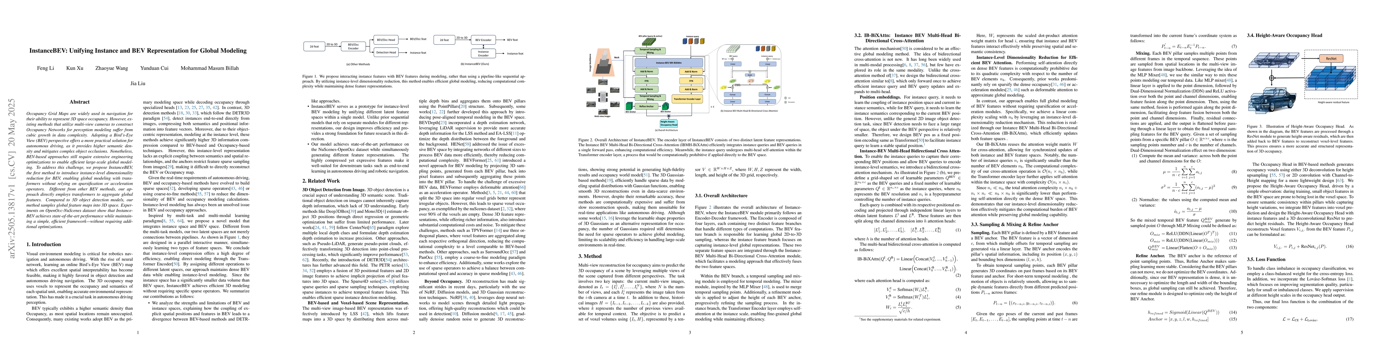 Thumbnail for InstanceBEV: Unifying Instance and BEV Representation for Global
  Modeling