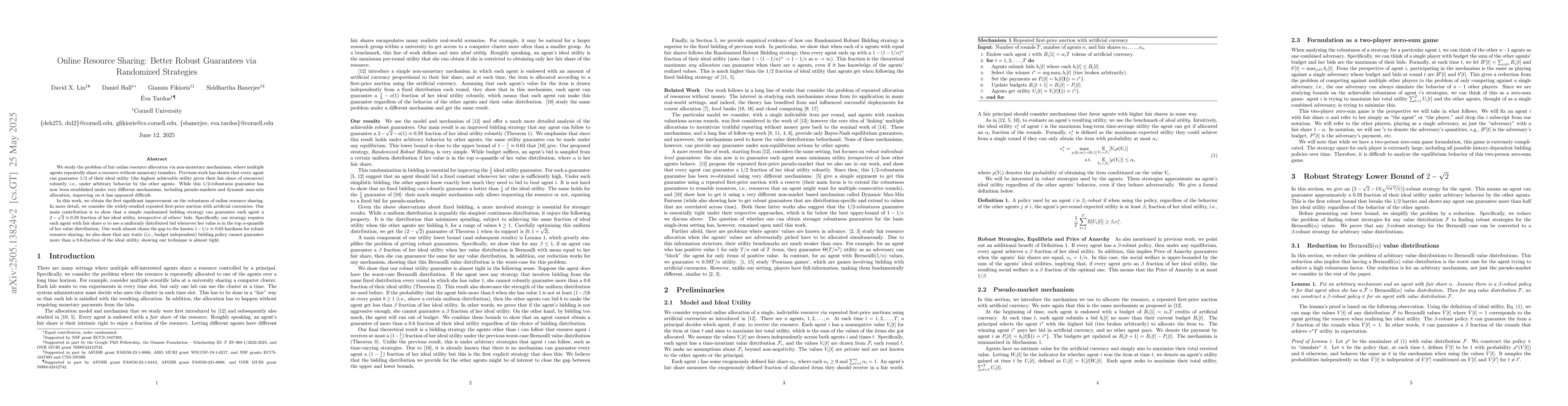 Thumbnail for Online Resource Sharing: Better Robust Guarantees via Randomized
  Strategies