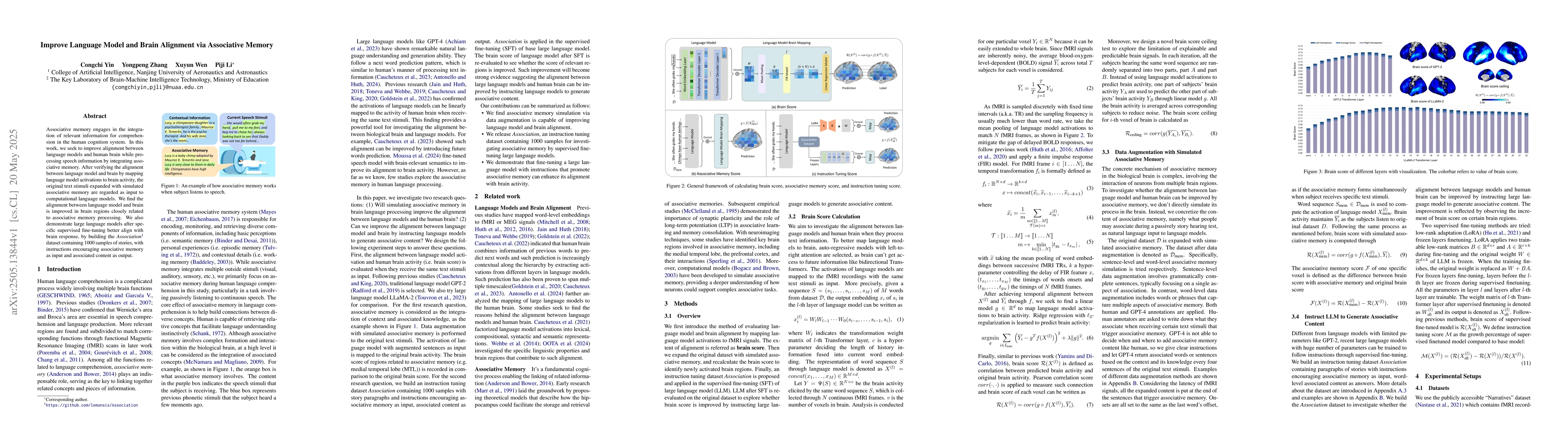 Thumbnail for Improve Language Model and Brain Alignment via Associative Memory