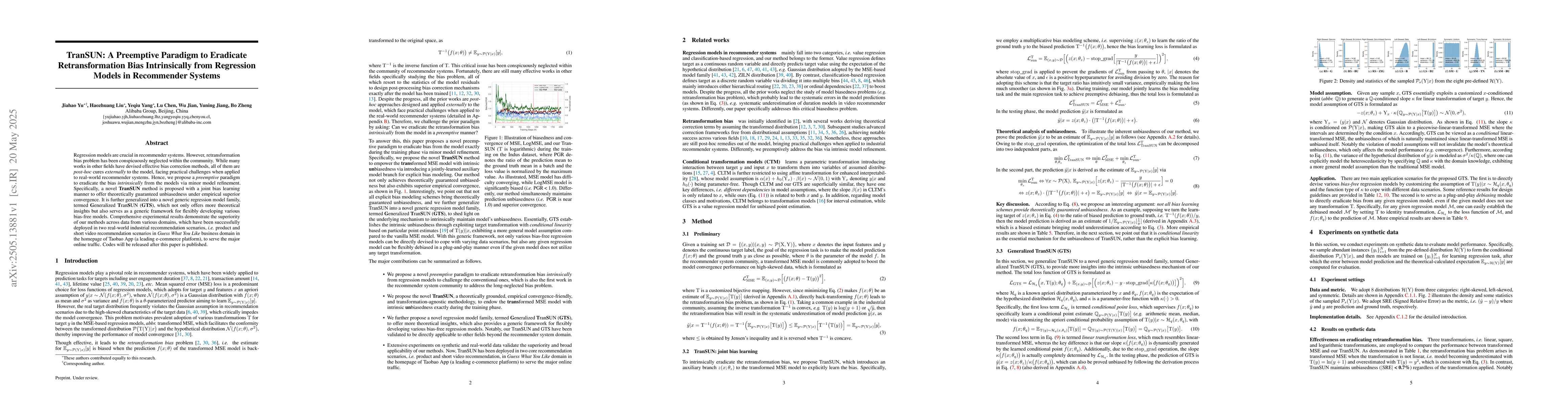Thumbnail for TranSUN: A Preemptive Paradigm to Eradicate Retransformation Bias
  Intrinsically from Regression Models in Recommender Systems