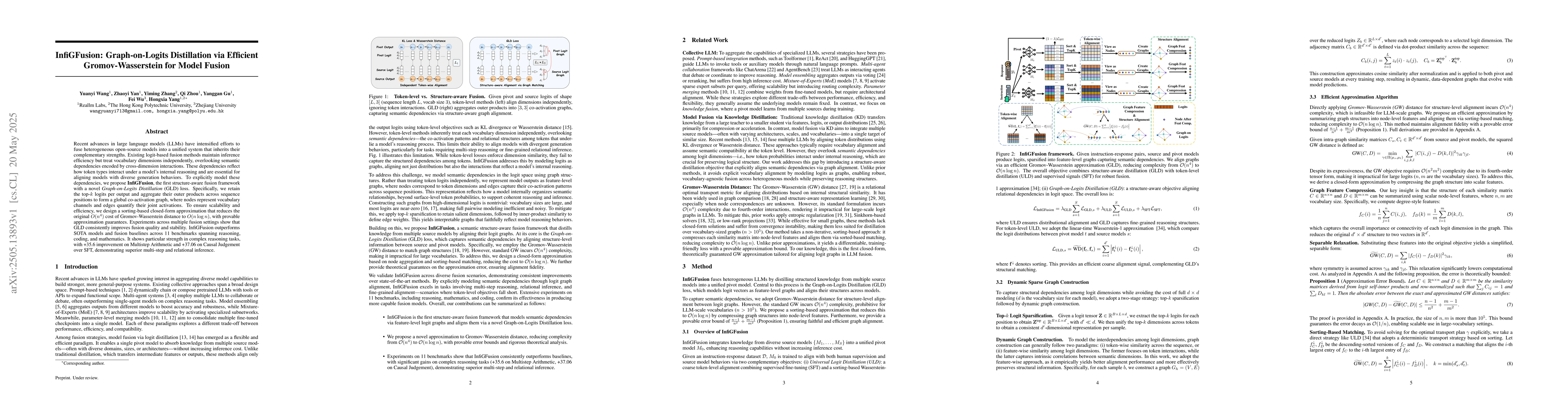 Thumbnail for InfiGFusion: Graph-on-Logits Distillation via Efficient
  Gromov-Wasserstein for Model Fusion