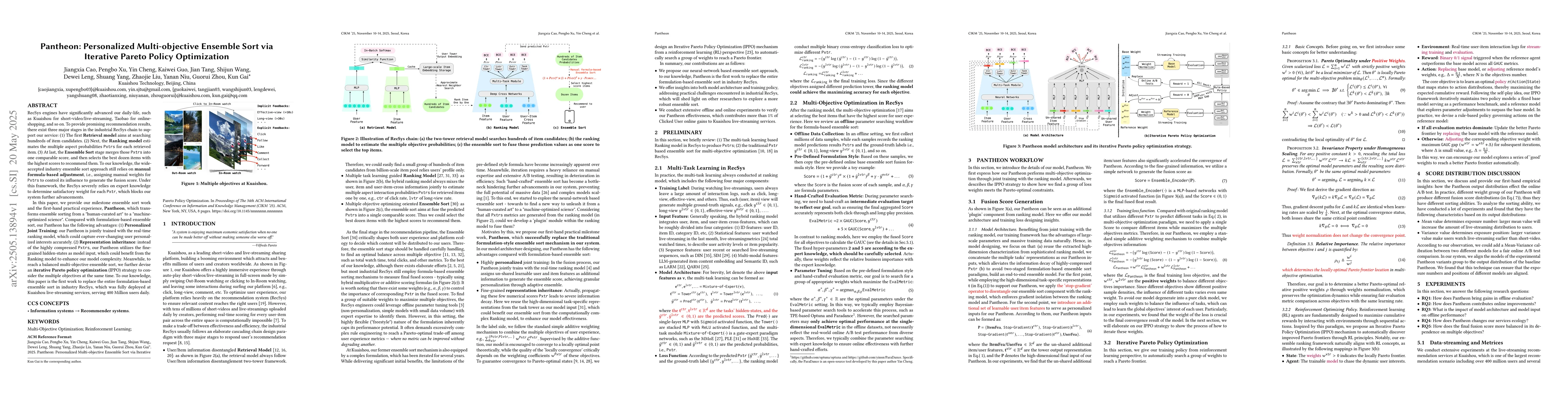 Thumbnail for Pantheon: Personalized Multi-objective Ensemble Sort via Iterative
  Pareto Policy Optimization