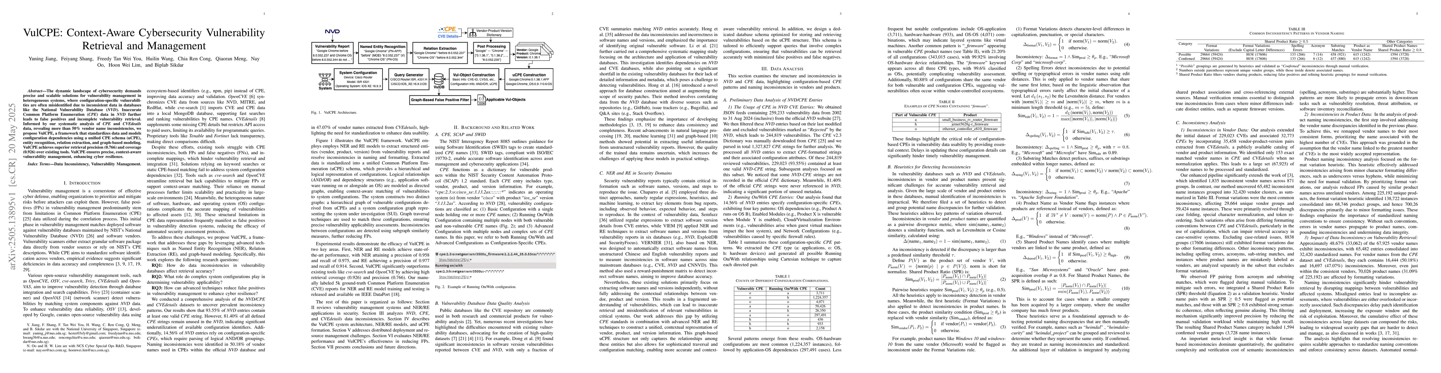Thumbnail for VulCPE: Context-Aware Cybersecurity Vulnerability Retrieval and
  Management