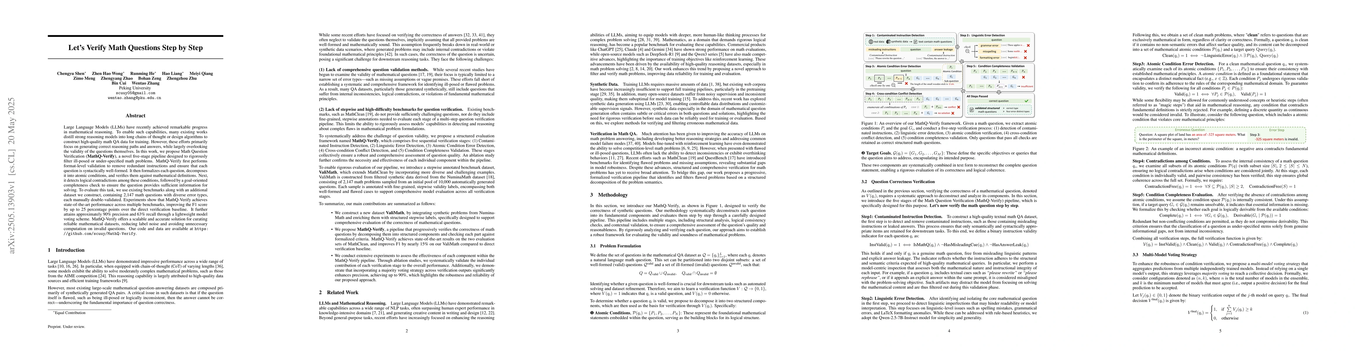 Thumbnail for Let's Verify Math Questions Step by Step
