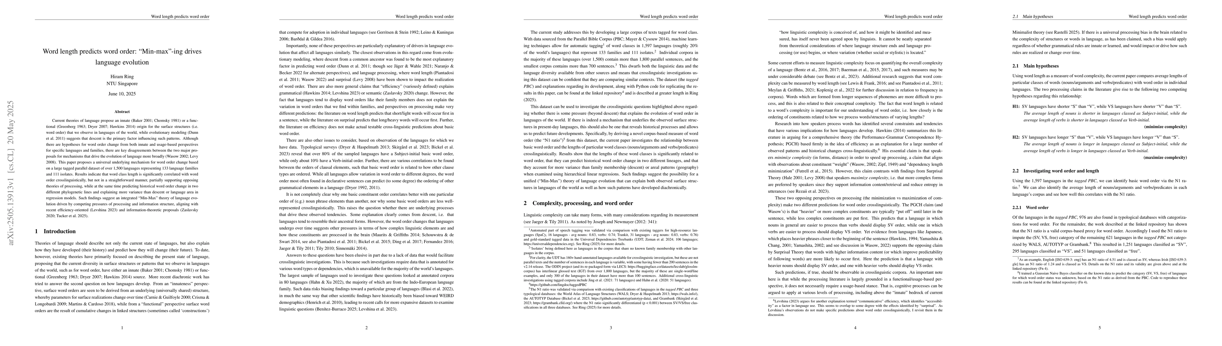 Thumbnail for Word length predicts word order: "Min-max"-ing drives language evolution