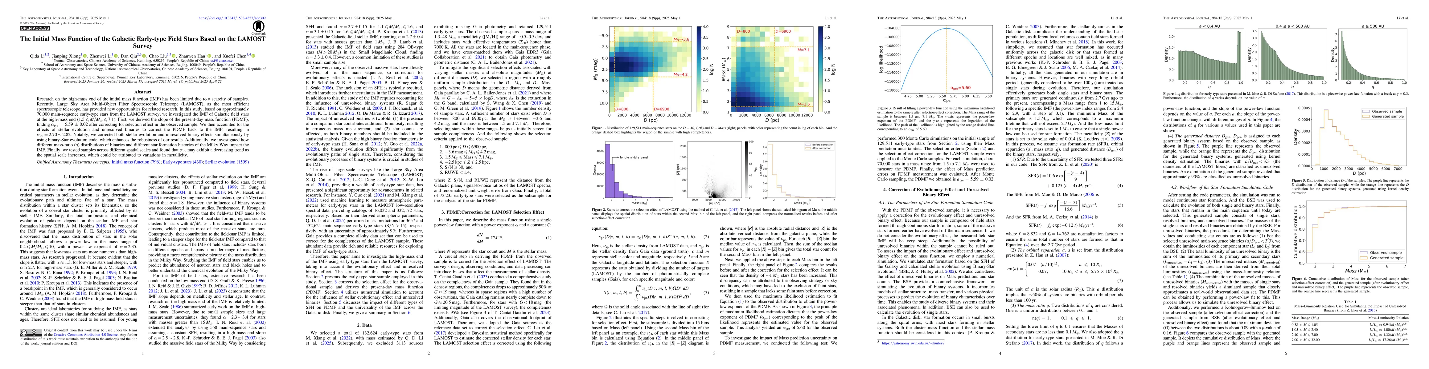 Thumbnail for The Initial Mass Function of the Galactic Early-type Field Stars Based
  on the LAMOST Survey