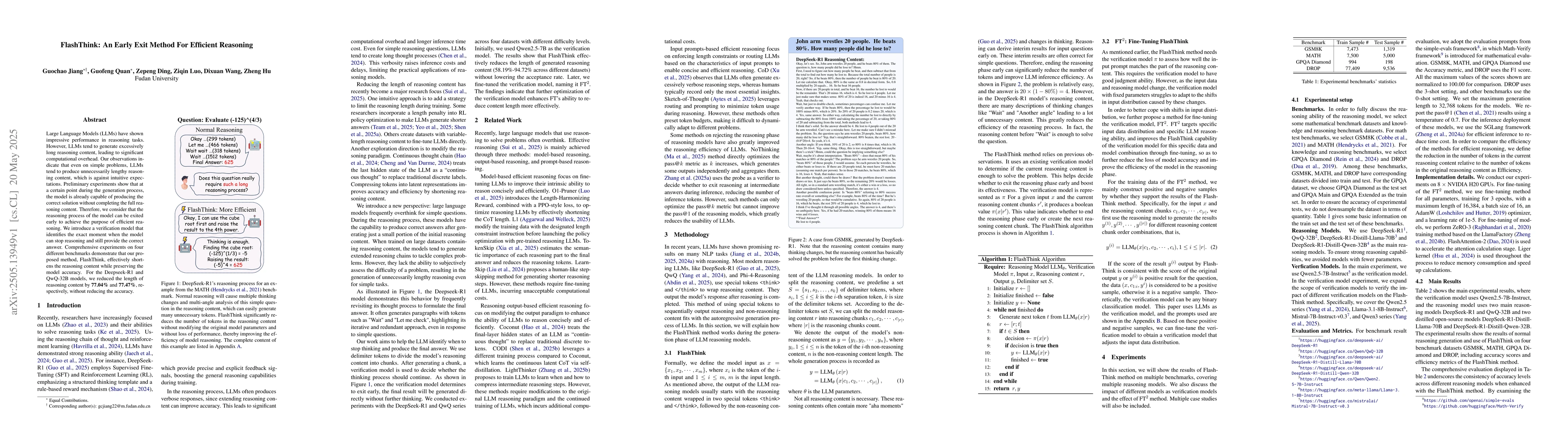 Thumbnail for FlashThink: An Early Exit Method For Efficient Reasoning