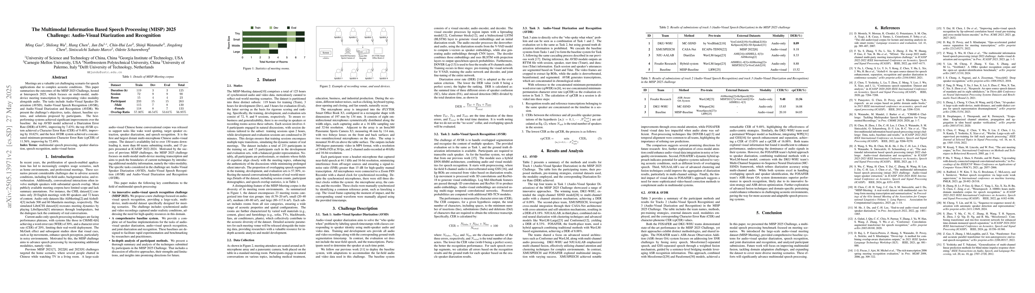 Thumbnail for The Multimodal Information Based Speech Processing (MISP) 2025
  Challenge: Audio-Visual Diarization and Recognition