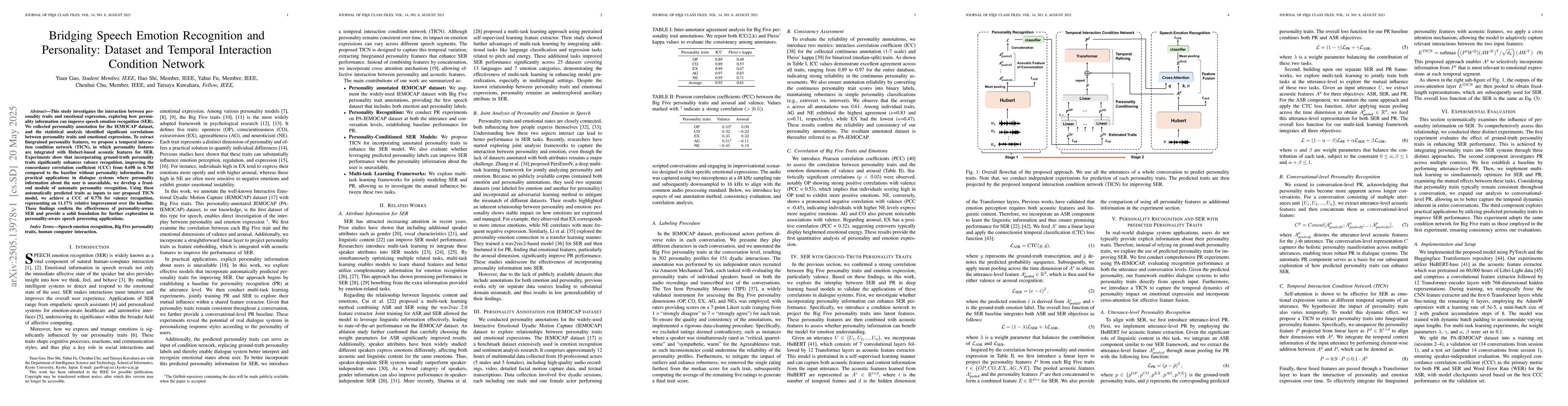 Thumbnail for Bridging Speech Emotion Recognition and Personality: Dataset and
  Temporal Interaction Condition Network