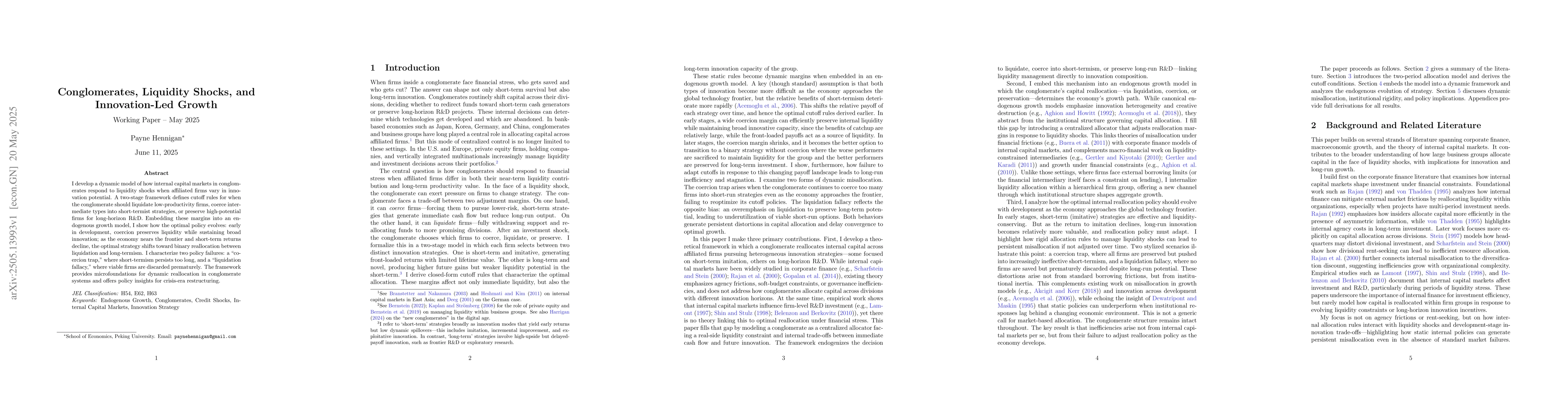 Thumbnail for Conglomerates, Liquidity Shocks, and Innovation-Led Growth