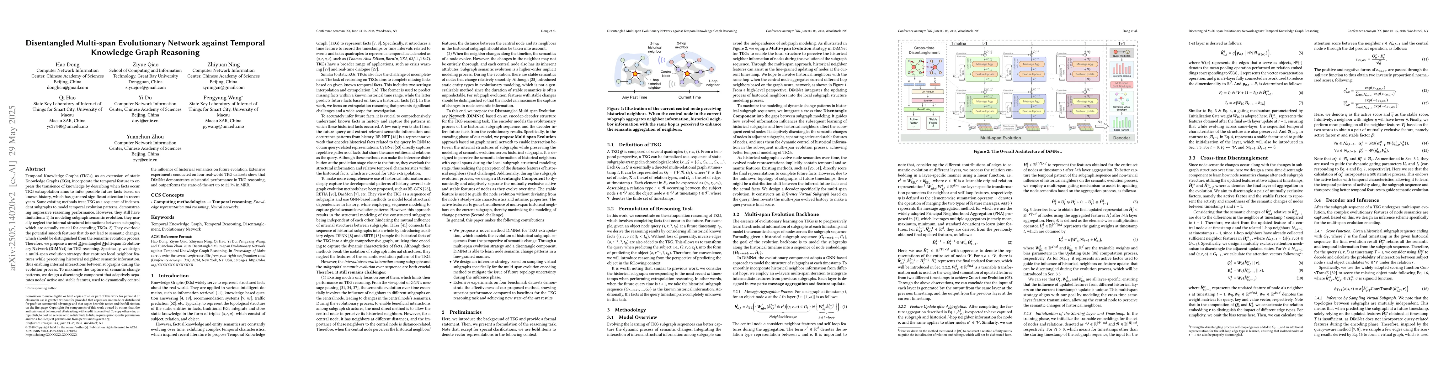 Thumbnail for Disentangled Multi-span Evolutionary Network against Temporal Knowledge
  Graph Reasoning