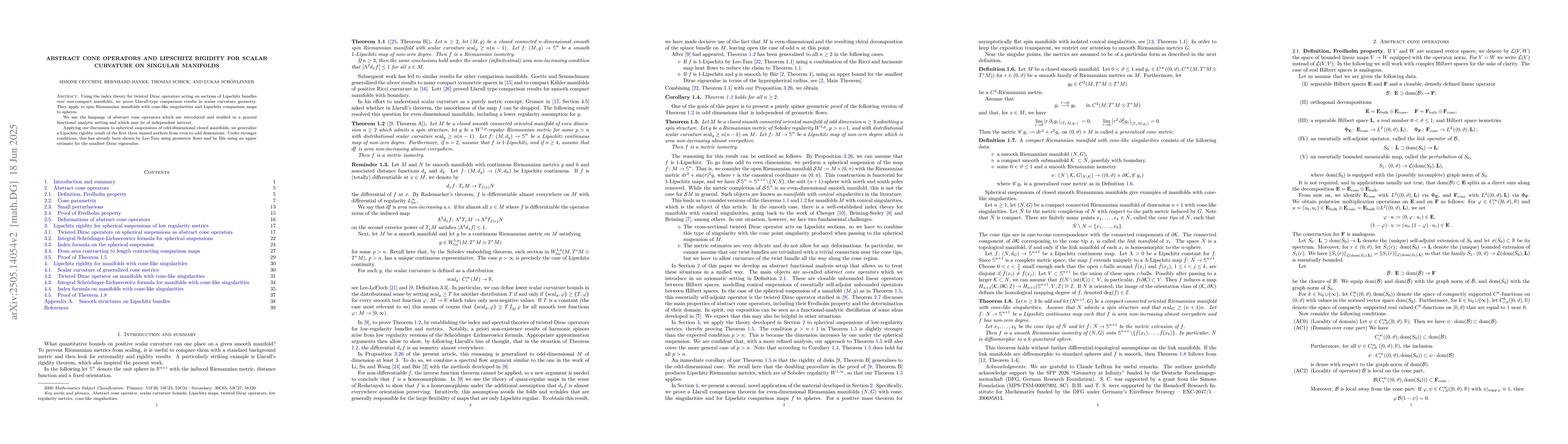 Thumbnail for Abstract cone operators and Lipschitz rigidity for scalar curvature on
  singular manifolds