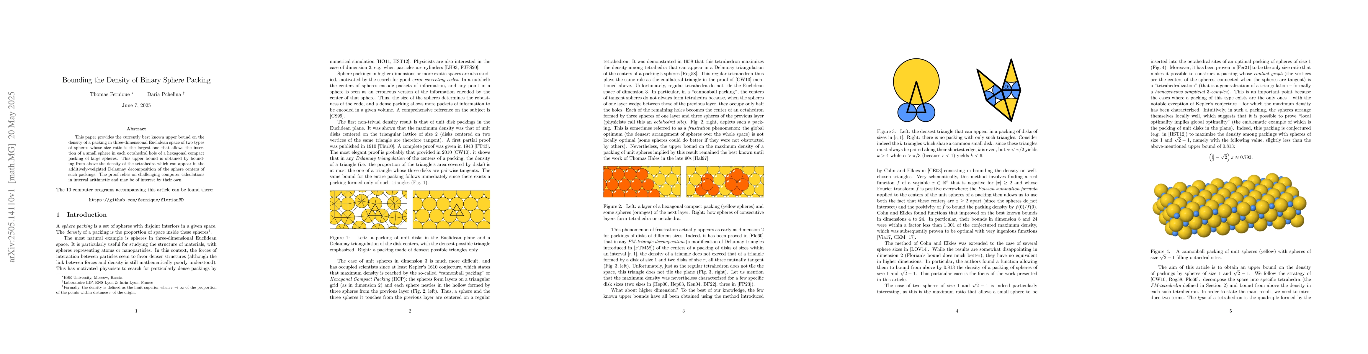 Thumbnail for Bounding the density of binary sphere packing