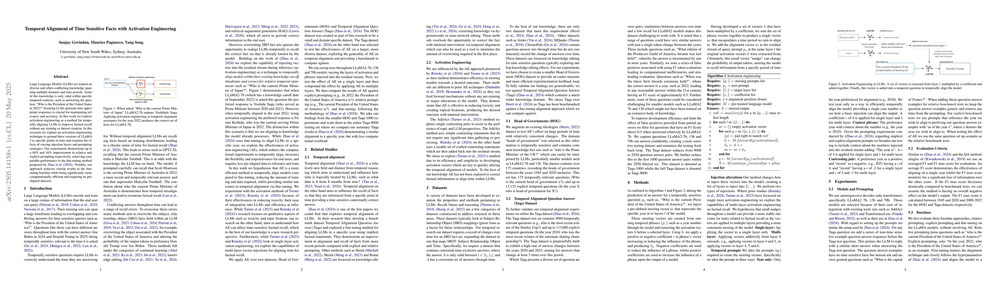 Thumbnail for Temporal Alignment of Time Sensitive Facts with Activation Engineering