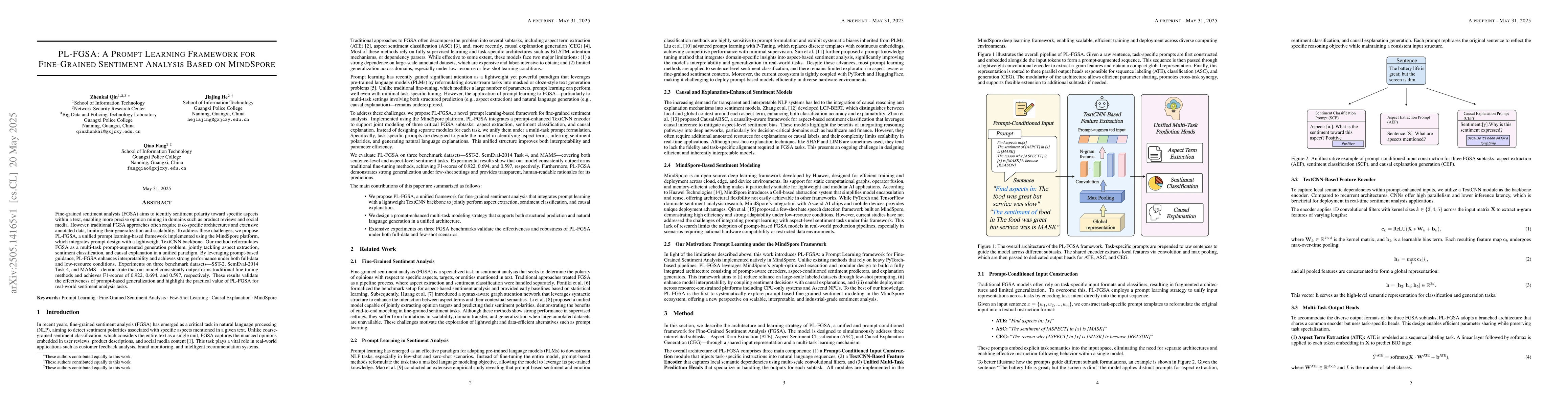 Thumbnail for PL-FGSA: A Prompt Learning Framework for Fine-Grained Sentiment Analysis
  Based on MindSpore