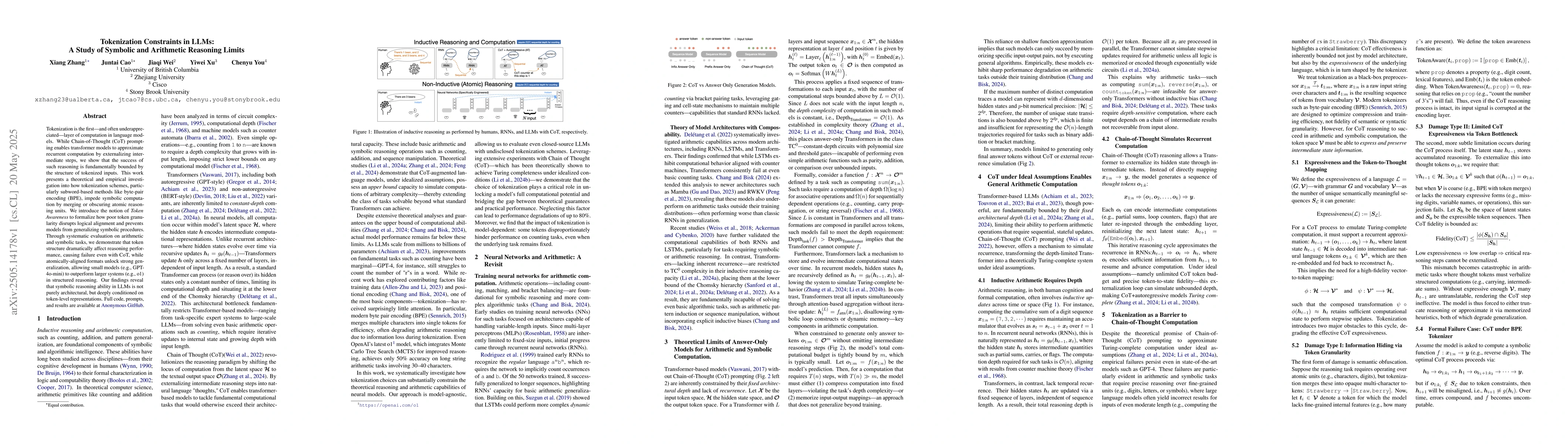 Thumbnail for Tokenization Constraints in LLMs: A Study of Symbolic and Arithmetic
  Reasoning Limits