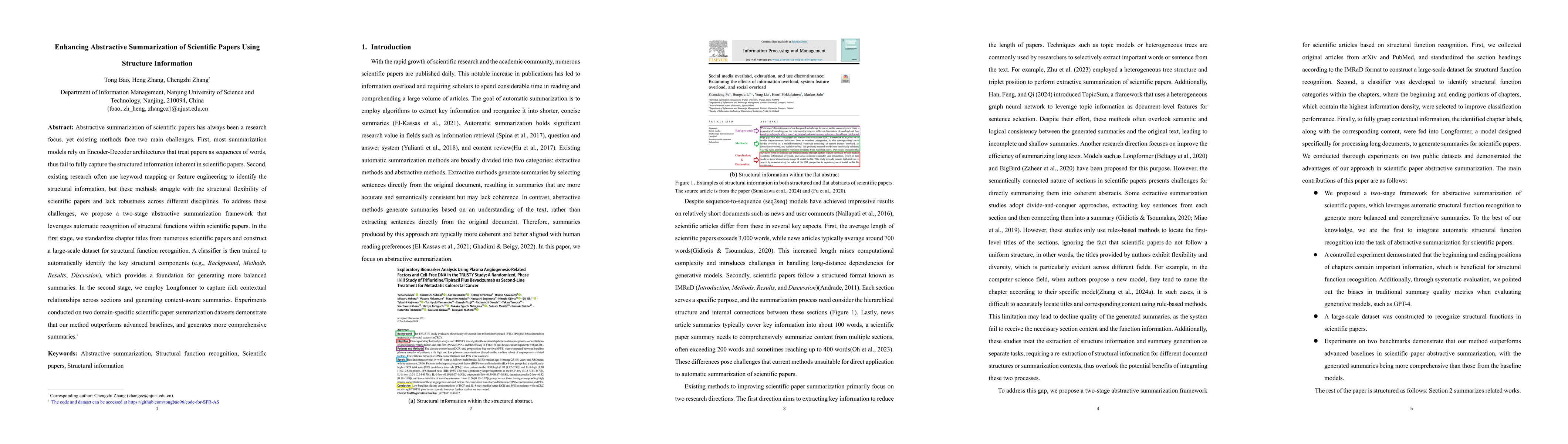 Thumbnail for Enhancing Abstractive Summarization of Scientific Papers Using Structure
  Information