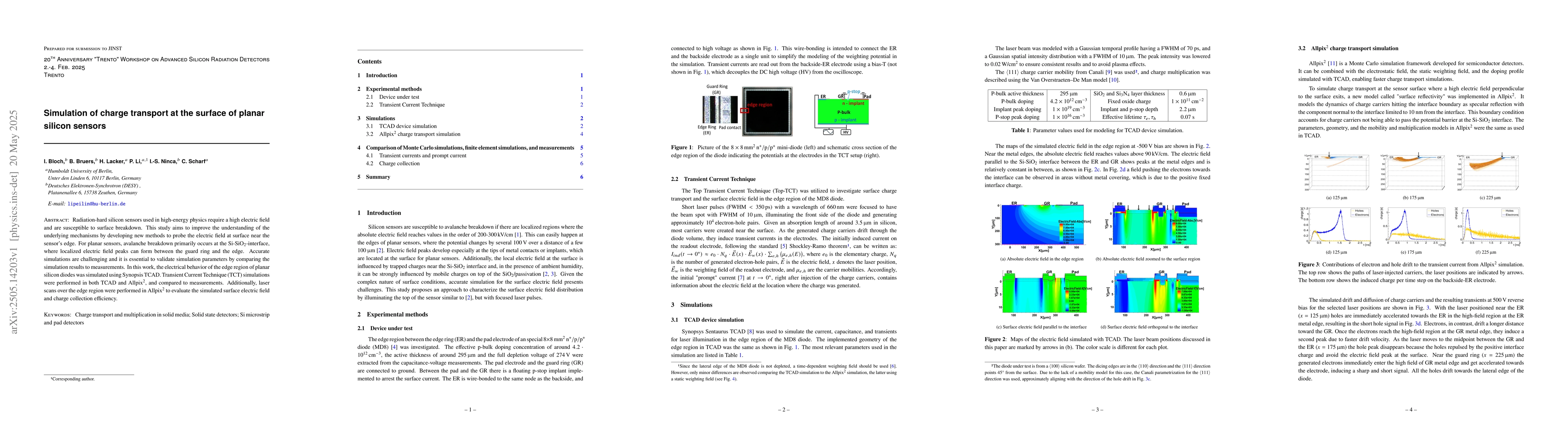 Thumbnail for Simulation of charge transport at the surface of planar silicon sensors